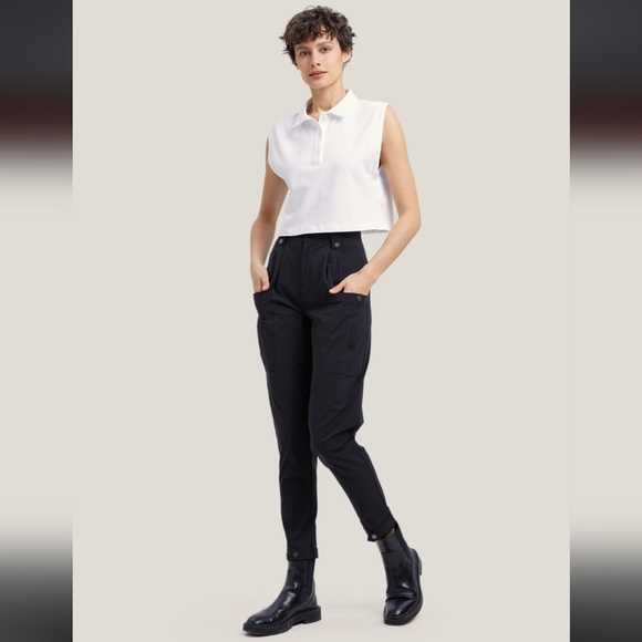 Gentle Herd Pocket Taper Cotton Blend Ankle Pants in Black - Picture 3 of 7